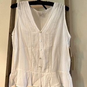 White gauzy sleeveless blouse NWT